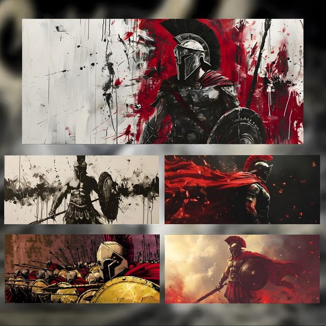 Culture Historical S-Spartan Gaming-Mauspad in Schwarz und Multicolour, großes und dickes Schreibtischpad für deinen PC mit genähten Kanten - Bild 1