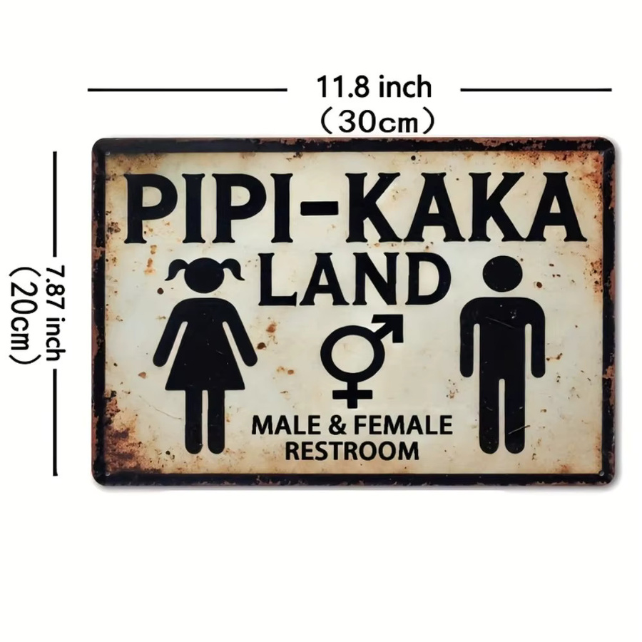 HELLOYOUNG Pipi-Kaka Land Retro-Toilettenschild aus Metall in Multicolour, rechteckige Wanddekoration für Cafés und Bars, B/H: 30 x 20 cm - Bild 2