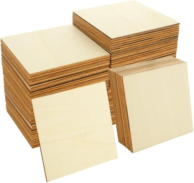 Holzquadrate zum Basteln und Malen unlackierte quadratische Holzausschnitte in Beige B: 8 cm - Bild 1