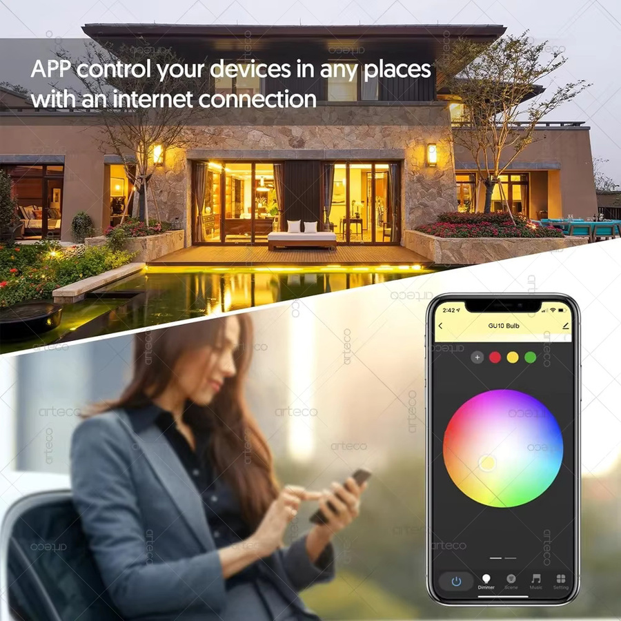 Arteco Zigbee 3.0 Smart-Glühbirne RGBCW LED-Lampe mit Farbwahl und dimmbarer Lichtfarbe 2700-6500K, kompatibel mit Alexa und Home Assistant - Bild 4