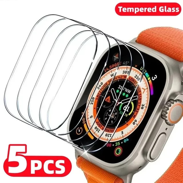 CAOWTAN Displayschutzfolie für Apple Watch Ultra 49 mm, Glas, 5 Stück - Bild 1