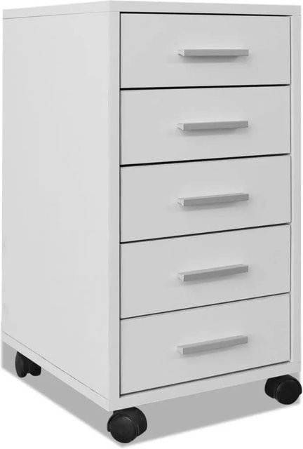 vidaXL Büroschubladenschrank mit 5 Schubladen auf Rollen in Weiß, B/T/H: 38 x 33 x 63 cm - Bild 1