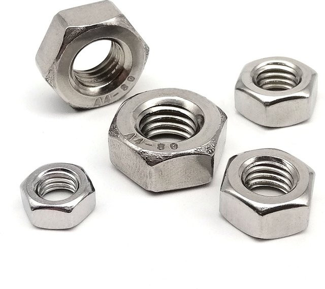 HZYUEGOU Sechskantmuttern DIN 934 aus Edelstahl A2-70 in Silber, verschiedene Größen M1,6 bis M8 - Bild 1