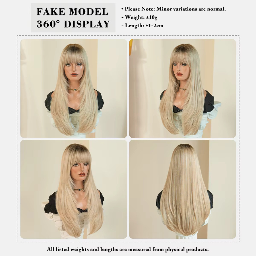 NAMM Perücke, lange blonde Haare mit Pony, Damen - Bild 5