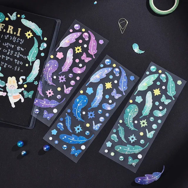 2er-Pack transparente Galaxy Star Aufkleber in Multicolour für DIY Dekoration, Tagebuch und Scrapbook - Bild 1