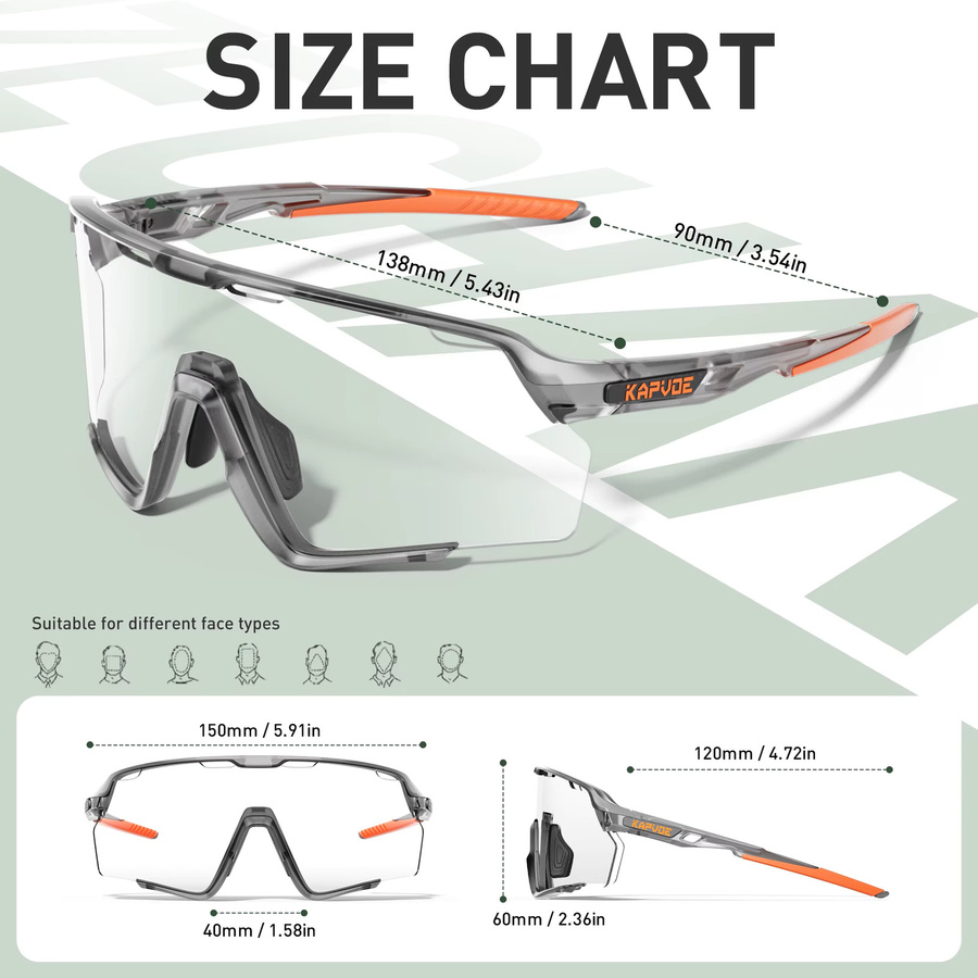 Kapvoe Sportsonnenbrille, Vollrand, Kunststoff, Unisex - Bild 4