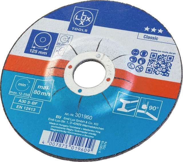 LUX-TOOLS Gewebe-Trennscheibe Classic für Metall, Durchmesser: 125 mm, Stärke: 3 mm, Mehrfarbig - Bild 1