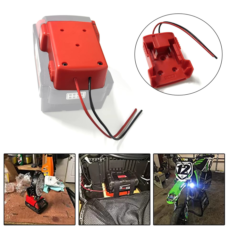 Externer Entladekabel-Adapter für Makita, Dewalt und Milwaukee Li-Ion-Akkus 14,4 V, 18 V, 20 V in Rot - Bild 3