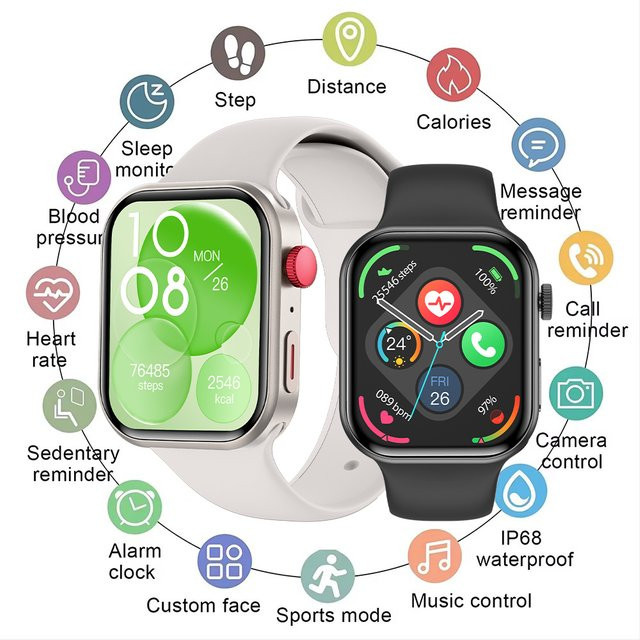 LIGE Z03Pro Smartwatch mit 2.01 Zoll Display für Damen und Herren in Weiß und Grün mit Bluetooth-Anruf, Musiksteuerung und Herzfrequenzmessung - Bild 1