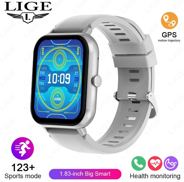 LIGE Smartwatch, GPS, Bluetooth, Silikon, Blau, Unisex - Bild 1