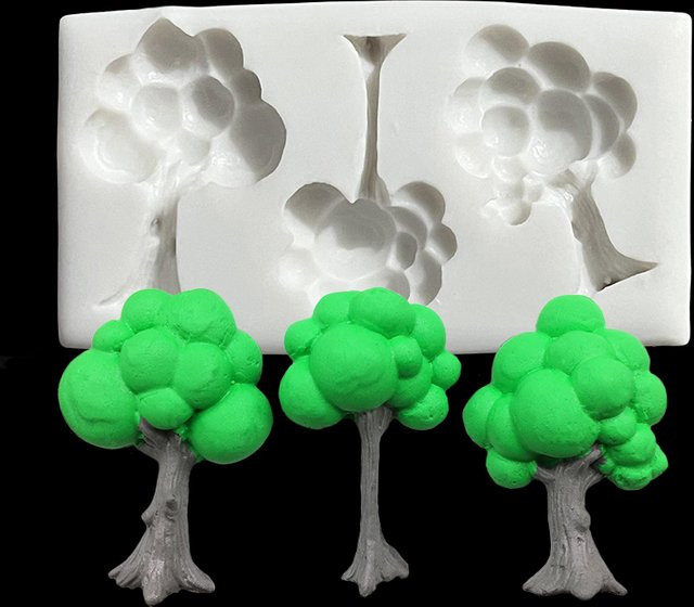 Fengying Silikonform Baum für Fondant, Schokolade und Kuchendekoration in Grau und Weiß - Bild 1