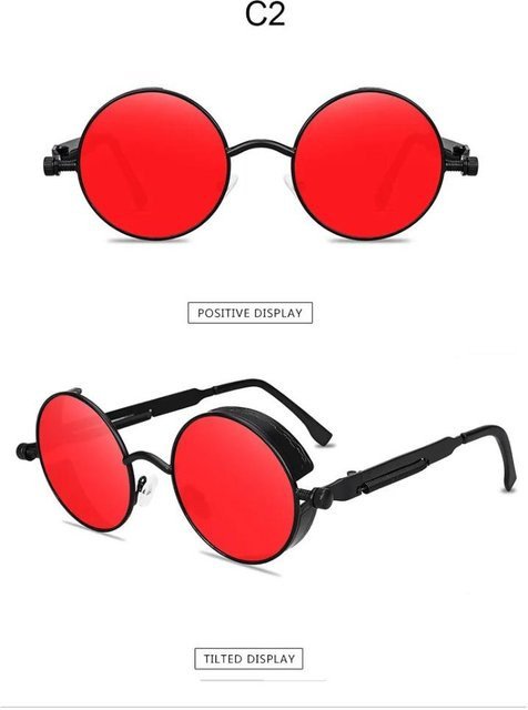 Binchi Outdoor Equipment Sonnenbrille Rund, Metall, Rot, Herren - Bild 1