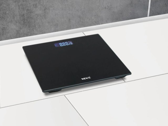 Wenko Personenwaage mit LCD-Display aus Glas in Schwarz, B/T/H: 28 x 28 x 2,2 cm - Bild 1
