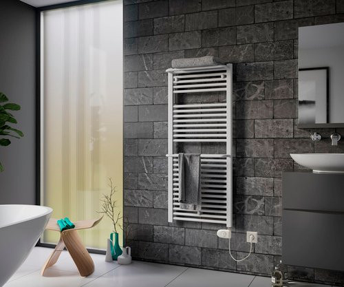 XIMAX Handtuchwärmer Plus elektrisch Typ 3 in Weiss mit Thermostat, Wandmontage, B/H: 50,0 x 117,2 cm - Bild 1