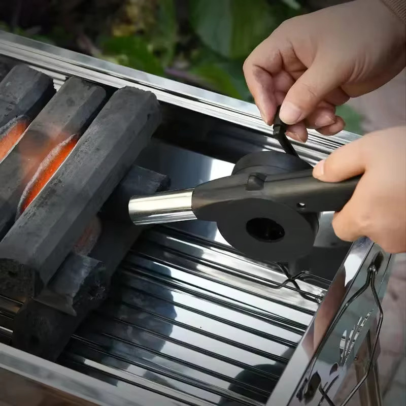 HOCOSHINE Tragbarer Handkurbel Lüfter als Grill Gebläse für Camping und Picknick, Schwarz - Bild 5