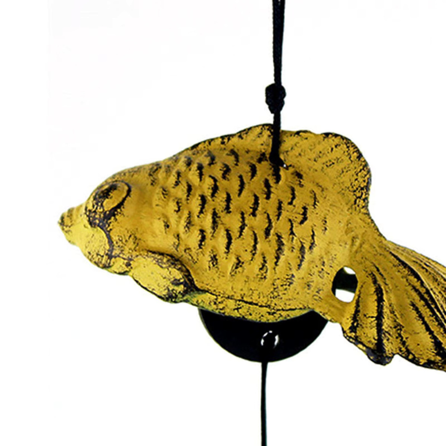 Windspiel aus Gusseisen Goldfisch Segne Glocke in Gold und Bronze als hängender Anhänger für draußen und innen - Bild 2