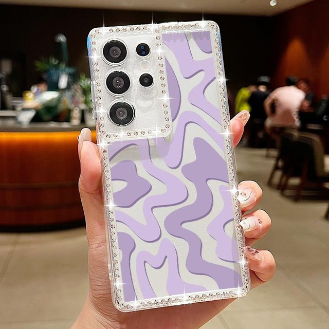 Diamant-Hülle mit Streifenmuster für Samsung Galaxy S25 Edge S24 Ultra S23 FE A56 A55 A54 A36 A35 A15 A16 A25 A53 5G in Transparent Purple - Bild 1