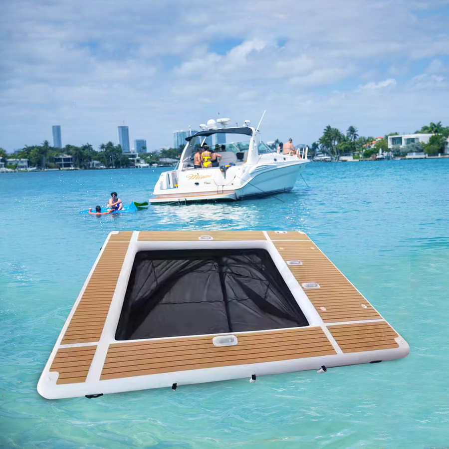 Ejia Aufblasbare Schwimmdock-Plattform mit rutschfester EVA-Oberfläche, Mehrfarbig, B/T: 396 x 305 cm - Bild 2
