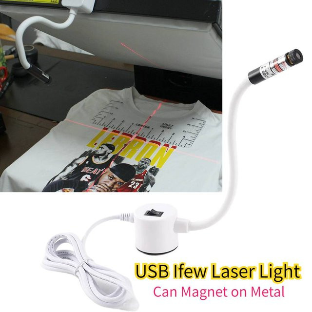 NexaJet DTF Zubehör USB Laserpointer mit Kreuzmagnet zur Positionierung für DTG Heißpressen und Infrarot-Laserlampen in Weiß - Bild 1