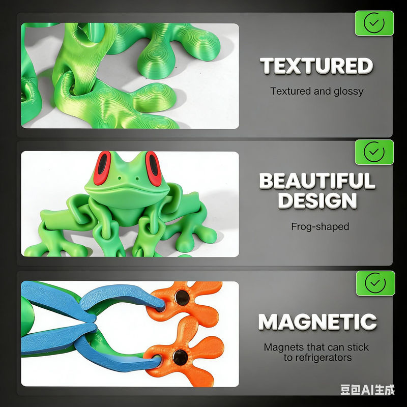 Topmix Froschfigur mit magnetischen beweglichen Gelenken als Stressspielzeug und Kühlschrankmagnet in Multicolor, Höhe: 12 cm - Bild 3