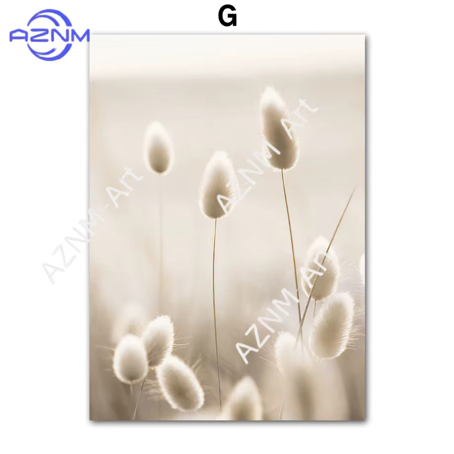 AZNM Leinwandposter mit Seegras- und Löwenzahn-Motiv in Beige für deine Wanddekoration - Bild 1