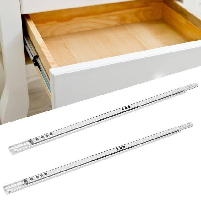2er Set mfySpace Kugellager Schubladenschienen aus kaltgewalztem Stahl, Farbe: Silber, Länge: 400 mm, Breite: 17 mm - Bild 1