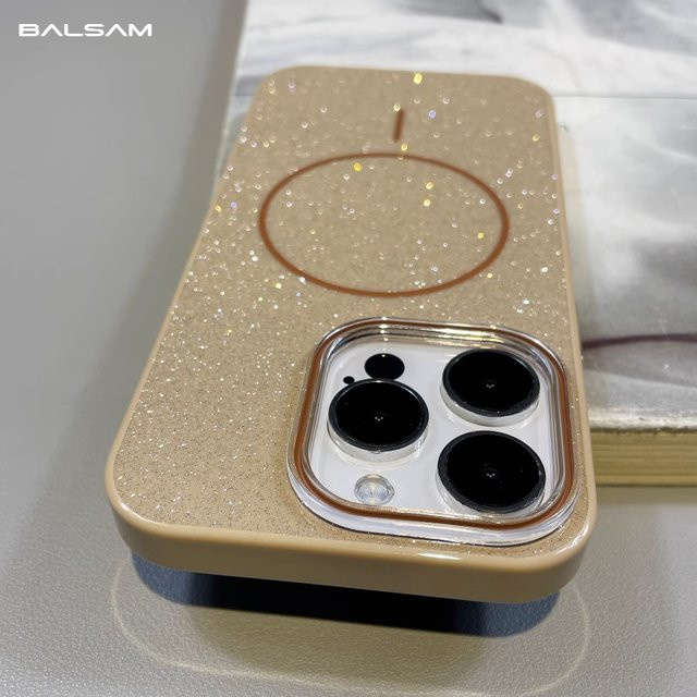 Luxus Bling Glitter MagSafe Magnetische Hülle für Apple iPhone 16 15 14 13 12 11 Pro Max in Gelb mit stoßfestem IMD-Schutz und kabellosem Laden - Bild 1