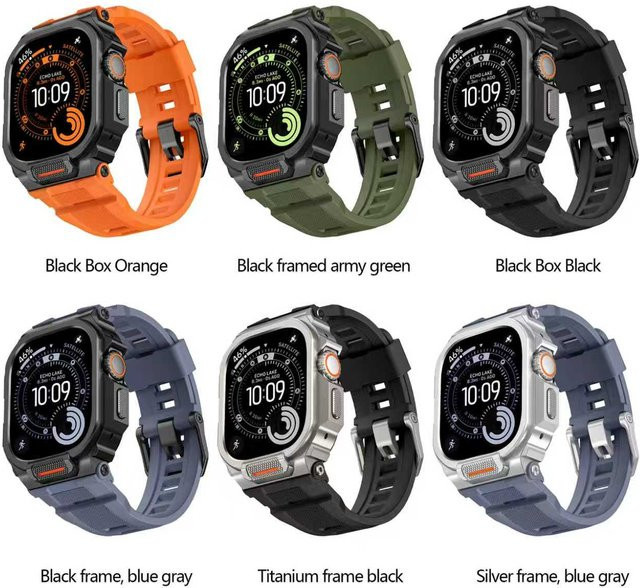 Schutzhülle Silikon, matte Metallpolsterung, für Apple Watch 49 mm, Unisex - Bild 1