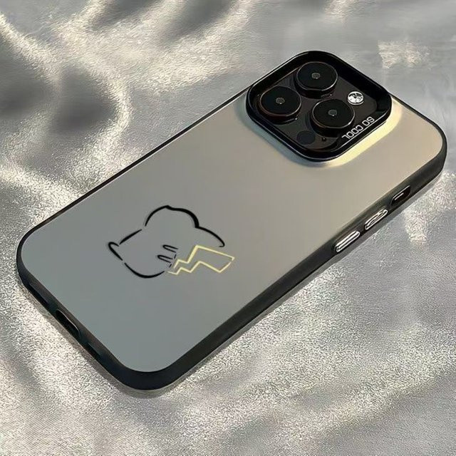 Potdemiel Pikachu Handyhülle mit 3D Cartoon Relief Design für iPhone 11 bis iPhone 17 Pro Max in Schwarz - Bild 1