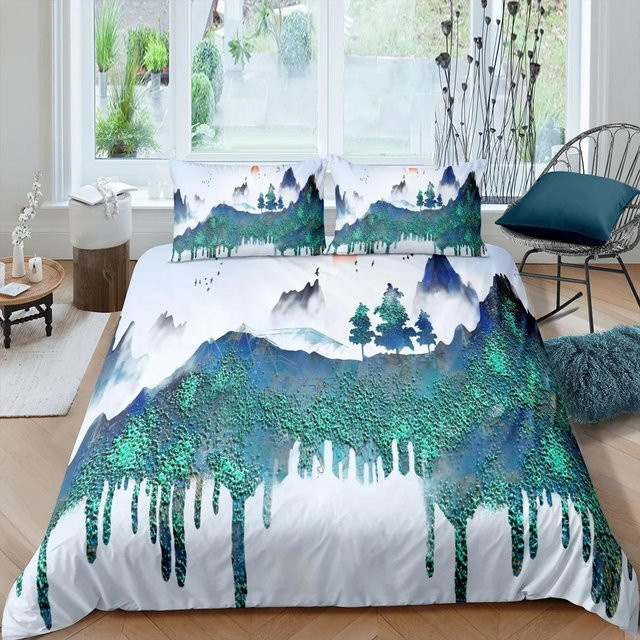 Lodestar Bettwäsche-Set aus Mikrofaser mit grafischem Natur-Design, Bettbezug und Kissenbezüge, Mehrfarbig, B/H: 135 x 200 cm - Bild 1