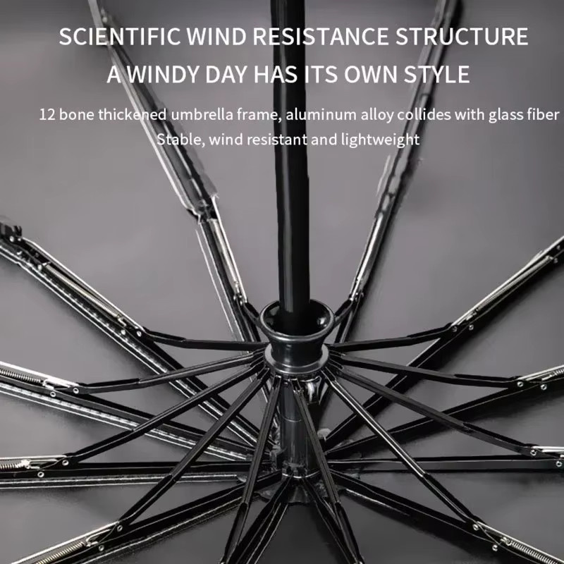 Xiaomi Vollautomatik-Regenschirm mit 24 Knochen und Doppelknochen-System in Blau aus Aluminium mit UV-Schutz und Windbeständigkeit - Bild 2