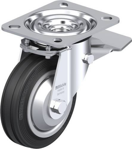 Blickle Lenkrolle L-V 100R-ST-FA mit Feststeller in Schwarz und Silber, Rad-Durchmesser: 100 mm, Tragfähigkeit: 70 kg - Bild 1