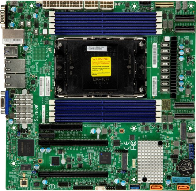 Supermicro Mainboard MBD-X13SEM-TF-O Micro-ATX mit Sockel 4677, C741 Chipsatz und DDR5 Unterstützung in Grün - Bild 1