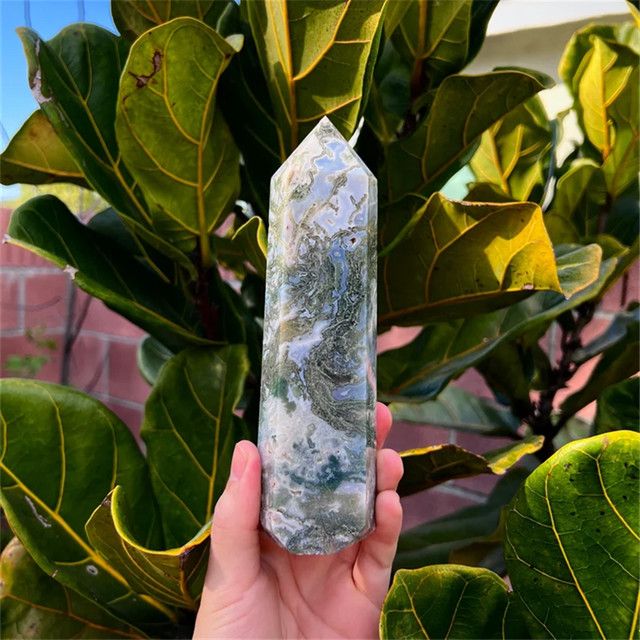 CrystalHola Wassergras-Achat-Quarzkristall Obelisk in Grün für Heimdekoration und Schmuckherstellung - Bild 1