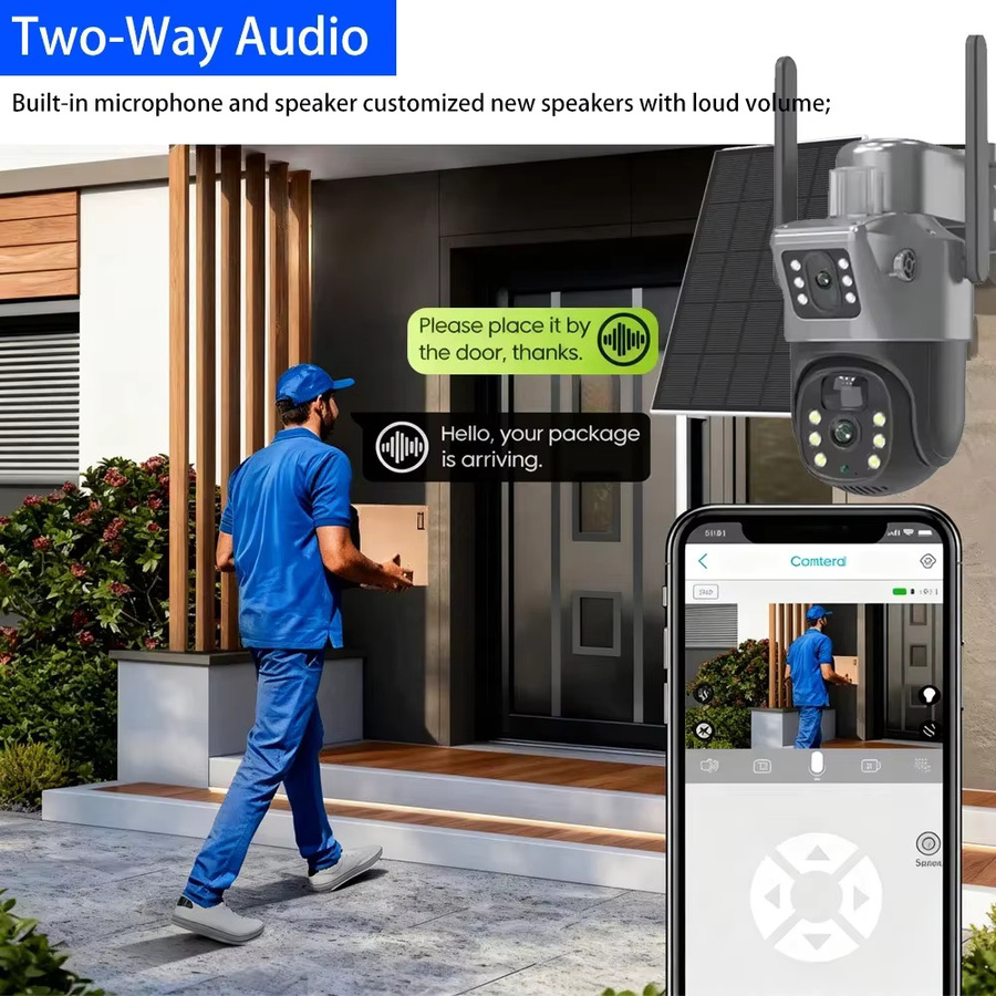 Aegiscam 8MP 4G LTE Solar-Sicherheitskamera für Außenbereich mit Doppellinse, PTZ-Funktion, PIR-Bewegungserkennung und Zwei-Wege-Audio - Bild 2