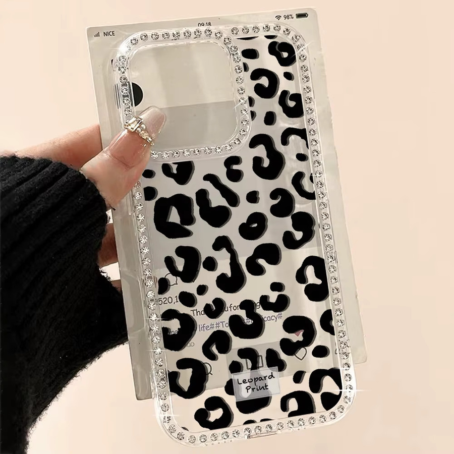 Stoßfeste Leopard Diamond Handyhülle für iPhone mit Lanyard, Transparent/Multicolour - Bild 4