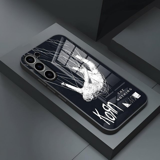 K-Korn Rockband Handyhülle mit Glasabdeckung für Samsung Galaxy S24 Ultra, S23 FE, S22, S21, S20, Note 20 und A-Serie in Schwarz - Bild 1