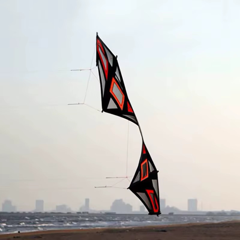 9KM Freilein 2,4m Anfänger-Akrobatik-Strandkite, 4-Leinen-Stuntkite, Rot, Bunt / Mehrfarbig - Bild 3