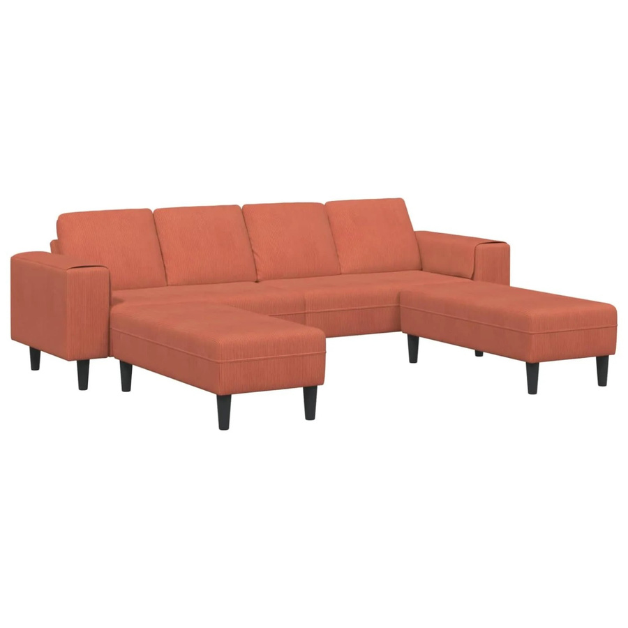 vidaXL Sofa in Rot-Orange mit Kissen aus Cordstoff, B/T/H: 250 x 188 x 76 cm - Bild 2