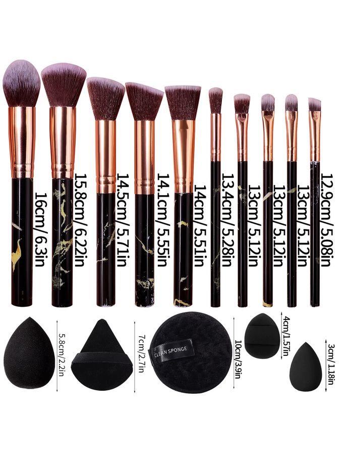KOSSHOW Make-up-Pinsel-Set, 15-teilig, mit Schwamm-Puderquasten, Unisex - Bild 3