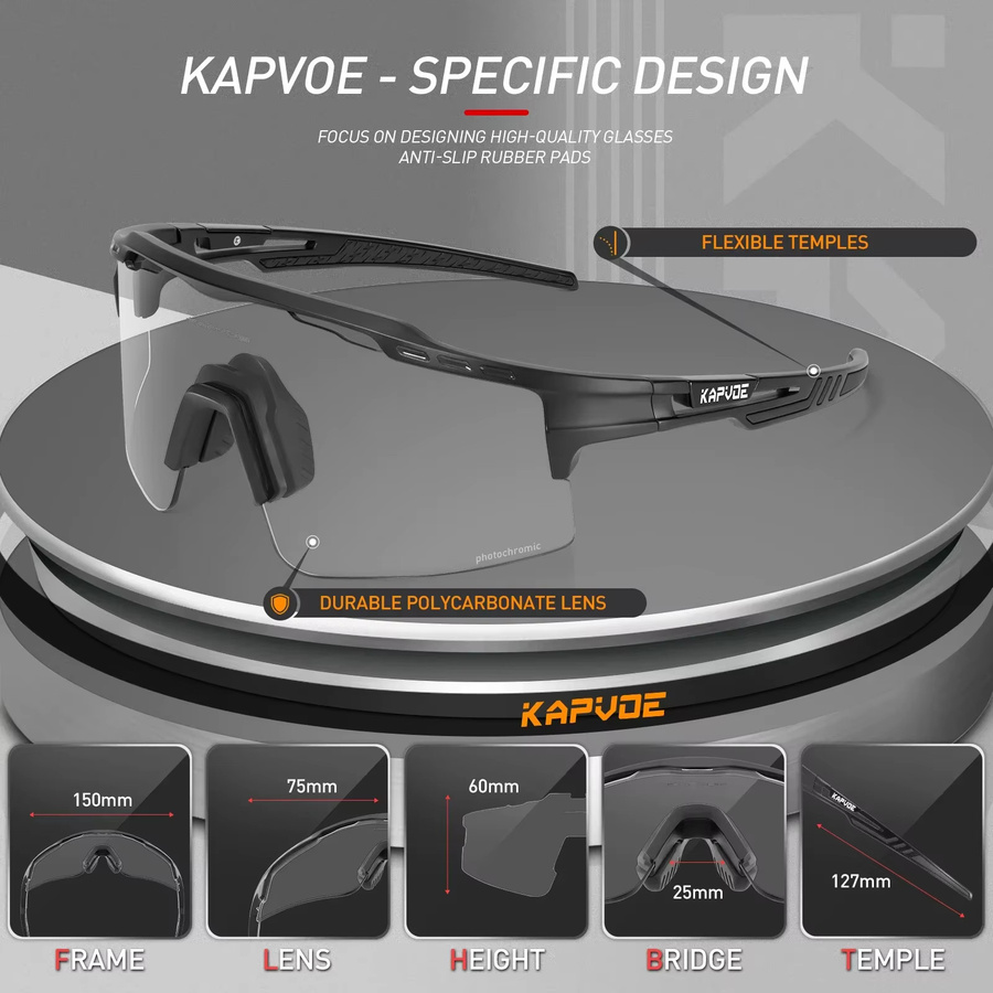 Kapvoe Sportsonnenbrille, photochrom, Vollrand, Unisex, Kunststoff - Bild 5