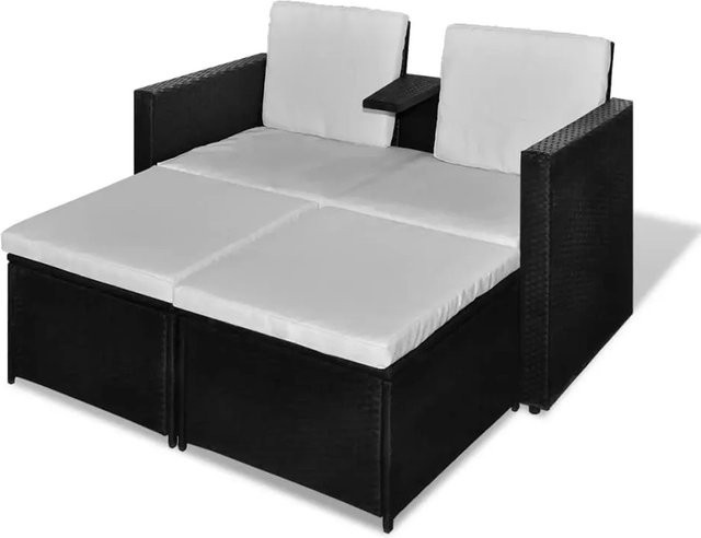 vidaXL 4-tlg Garten-Lounge-Set Modell 6 aus Poly Rattan mit Auflagen in Schwarz - Bild 1