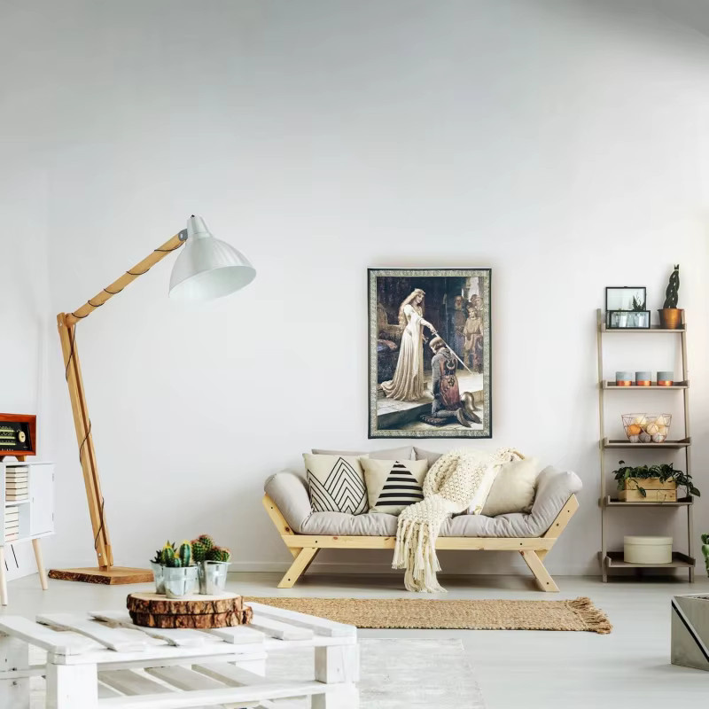 VIKAMA Wandteppich Ritterliche Investur im klassischen Ölgemälde-Stil, Retro Europäische Kunst Wanddeko, Mehrfarbig, Breite: 60 cm, Höhe: 40 cm - Bild 2
