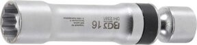 BGS Zündkerzen-Gelenkeinsatz Zwölfkant mit Haltefeder, Antrieb 3/8 Zoll, SW 16 mm, Silber - Bild 1