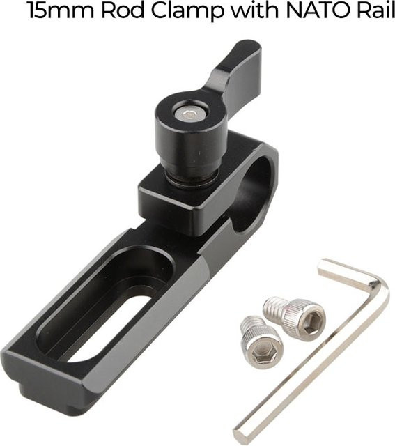 CAMVATE Universal 15mm Rod Clamp mit NATO Sicherheitsschiene und 1/4"-20 Schrauben in Schwarz für DSLRs und GH5 - Bild 1
