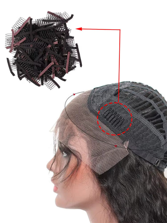 plussign Perückenkämme und Metall-Perückenclips, 12 Stück, schwarzbraun - Bild 4