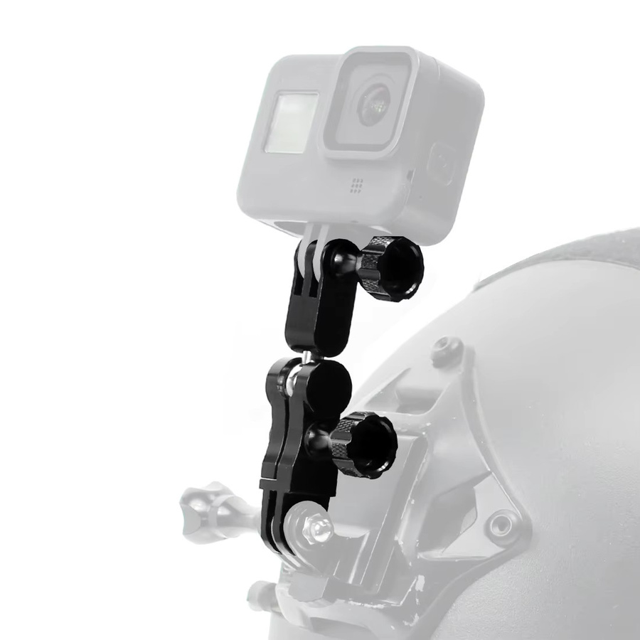 360 Grad Rotations Helm Verlängerung Arm Stativ und Kamera Halterung in Schwarz für GoPro, DJI Osmo und Action 5 Pro sowie Smartphone - Bild 3