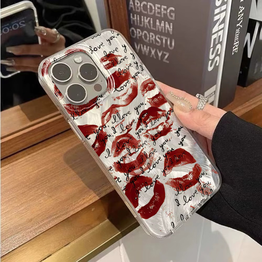 Stoßfeste iPhone Schutzhülle mit Lippenabdruck-Design in Transparent - Bild 2