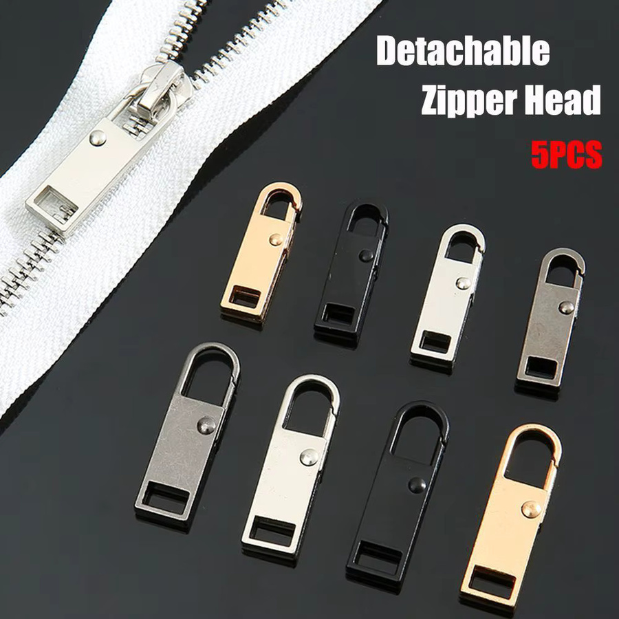 5er Set Metall Zipper Reparatur Kit mit abnehmbaren Zipper Köpfen in Gold und Multicolour für Reisetaschen und Schnallen - Bild 2