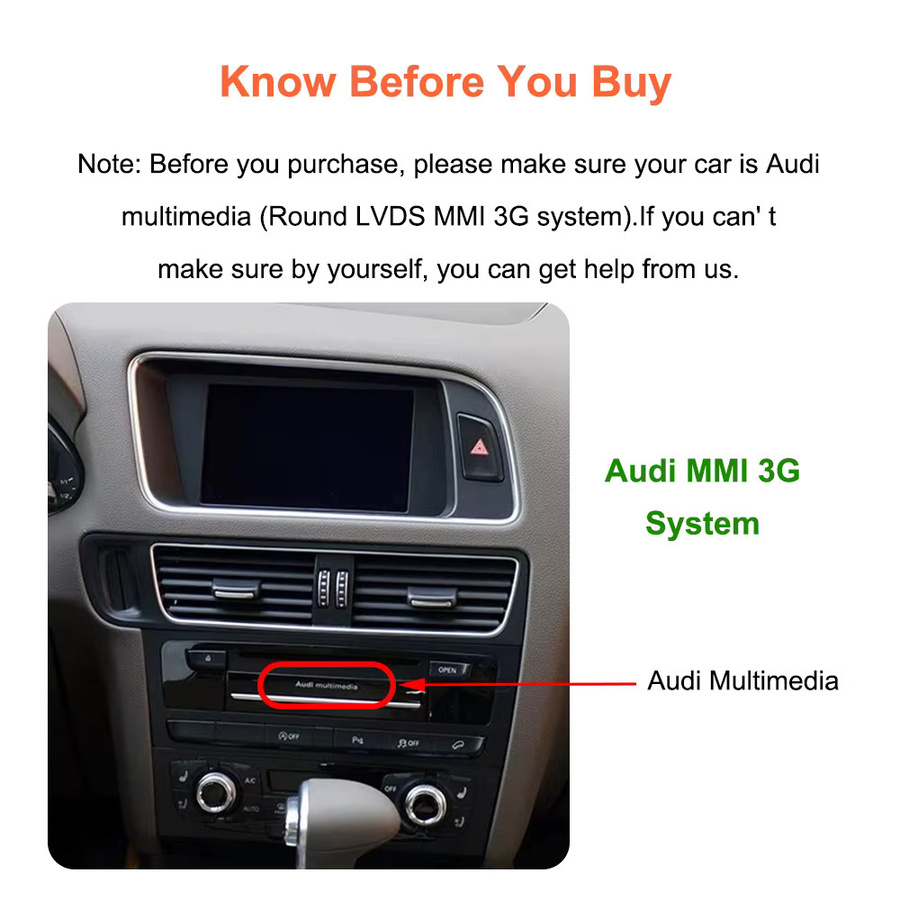 Bonroad Kabelloses CarPlay und Android Auto Nachrüst-Kit für Audi A4 A5 Q5 S5 B8 (2008-2016) mit 3G MMI und MMI 2G, Mirror Link und AirPlay, Schwarz - Bild 2